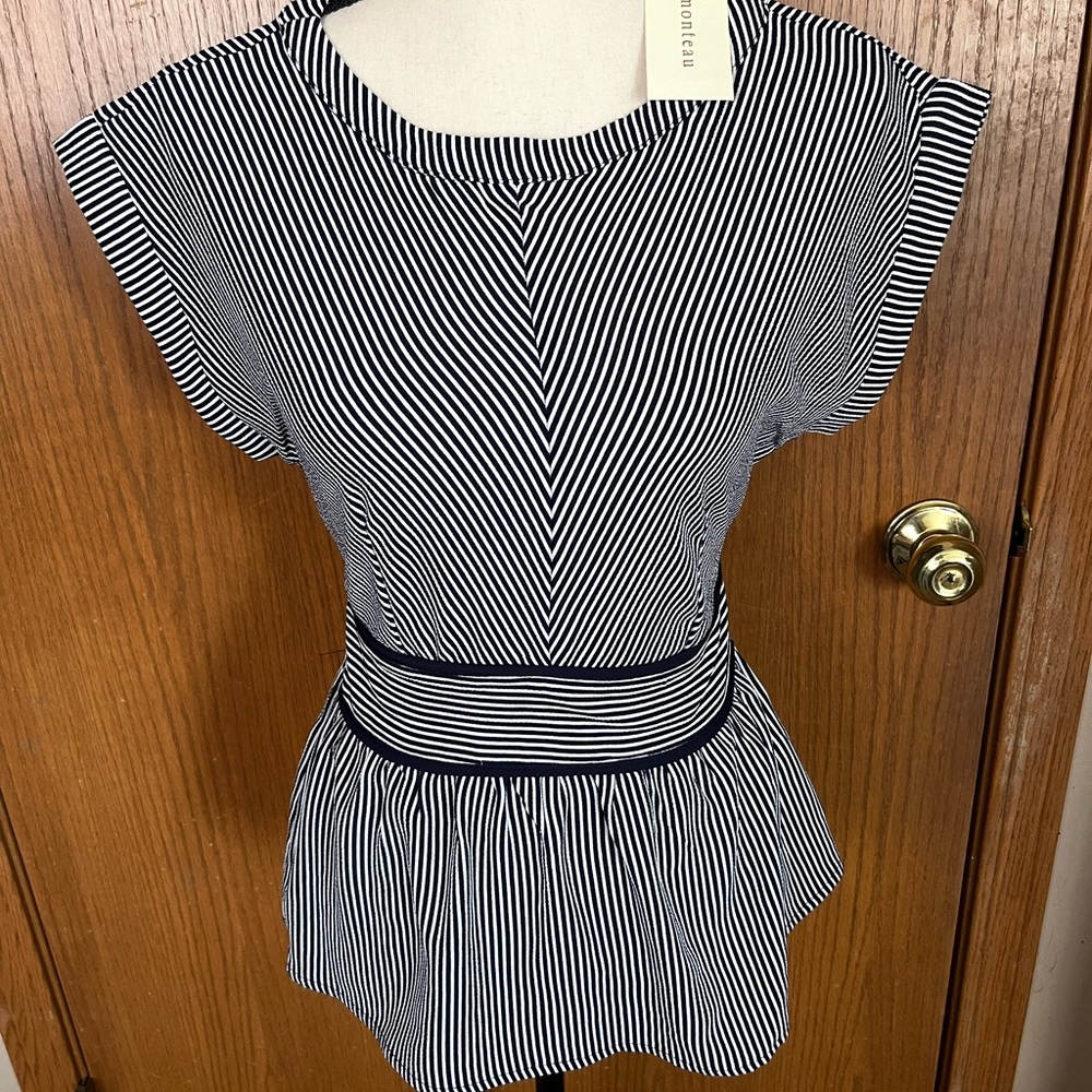 NWT! Women’s Monteau Striped Peplum Blouse